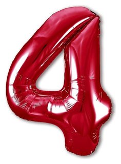 Шар фольгированный 40" «Цифра 4», цвет красный Slim Leti