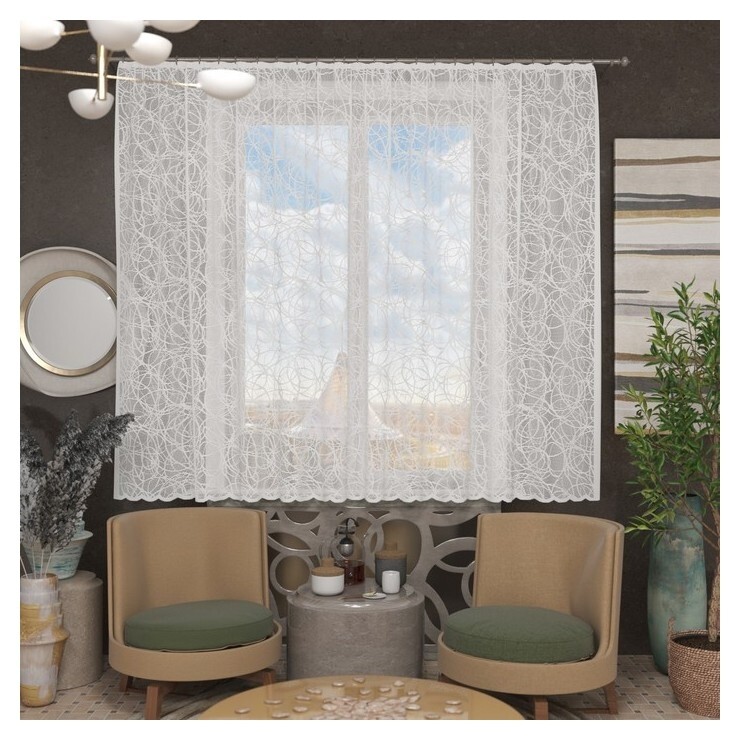 Штора без шторной ленты, 165х170см, белый, 100% полиэстер Лента