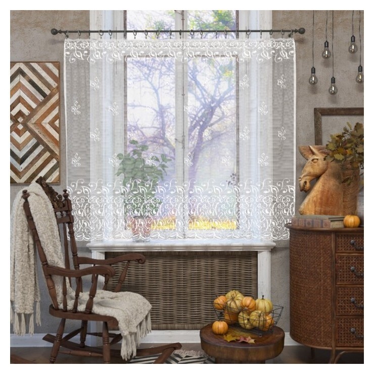 Штора со шторной лентой, 160х250см, белый, 100% полиэстер  Лента