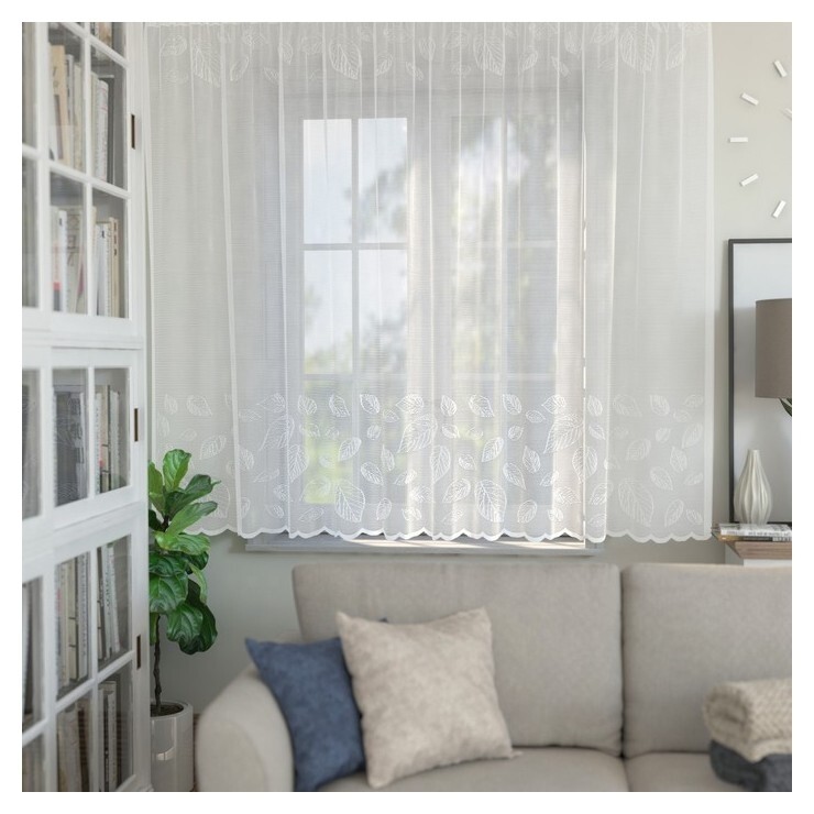 Штора со шторной лентой, 160х200см, белый, 100% полиэстер  Лента