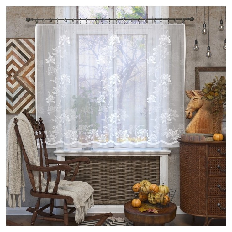 Штора со шторной лентой, 160х250см, белый, 100% полиэстер  Лента