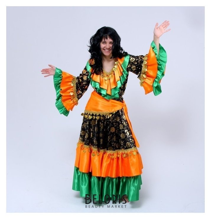 Карнавальный костюм «Цыганка», цвет оранжево-зелёный, р. 52-54, рост 170 см Страна Карнавалия