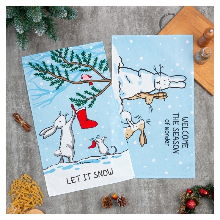 

Набор кухонных полотенец доляна Let It Snow 35х60 см - 2 шт, 100% хл