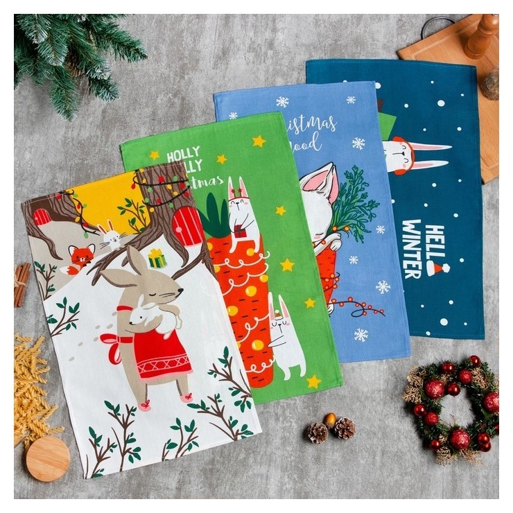 

Набор кухонных полотенец доляна Christmas Mood 35х60 см - 4 шт, 100% хл