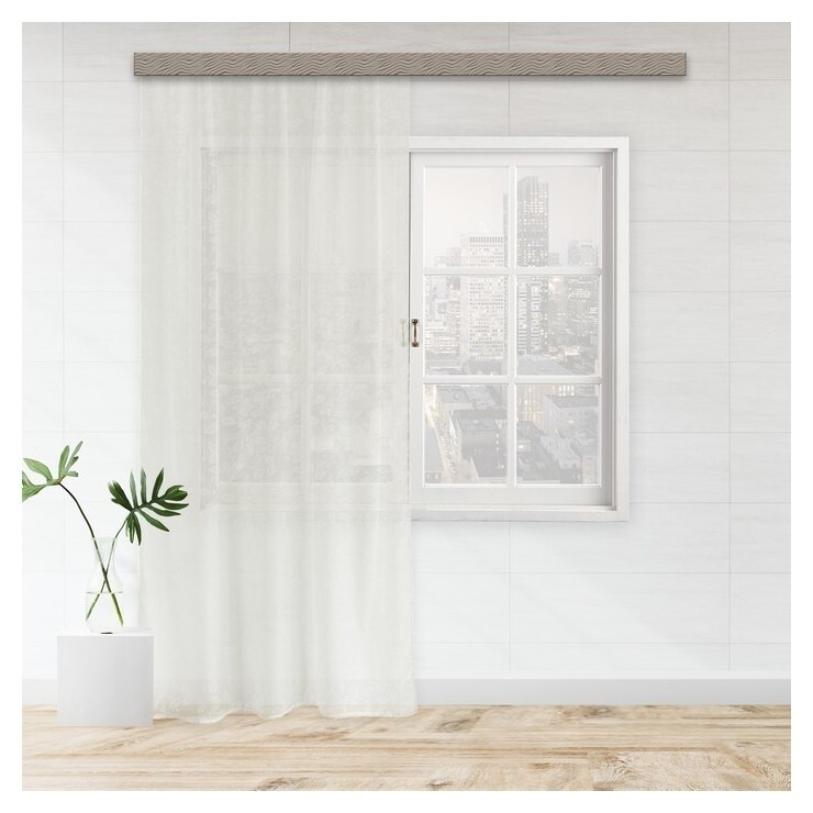 Штора вуаль с тиснением листья 150х260 см, молочный, 100% полиэстер  Witerra