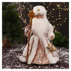 Дед мороз "С шишками и посохом" двигается, 40 см, бело-бежевый Зимнее волшебство