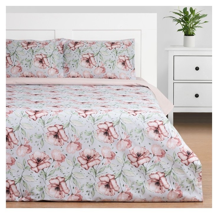 

Постельное бельё этель 1.5сп Flowers 143х215см,150х214см,50х70см-2 шт, поплин,125 г/м2
