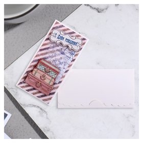 Конверт для денег "С днем рождения!" сумки, полосы, 19х9 см Стильная открытка