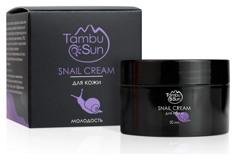 Крем для кожи лица и шеи Молодость с муцином улитки Snail Cream Tambu Sun