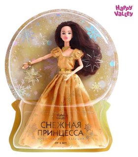 Кукла-модель шарнирная «Снежная принцесса ксения», с аксессуаром, золотое платье Happy Valley