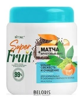 Бальзам для нормальных и склонных к жирности волос Матча + фруктовый микс Свежесть и очищение Белита - Витекс Super FRUIT