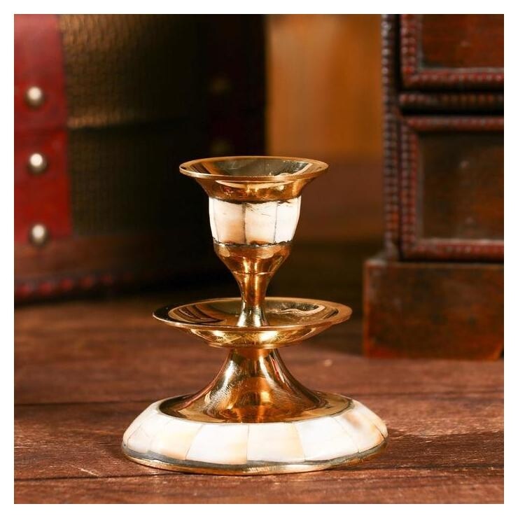 Подсвечник "Мираж" латунь, 7,5х7,5х8 см  