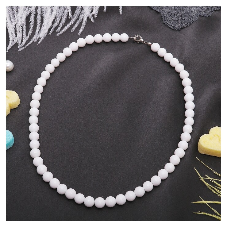 Бусы шар №8 "Агат белый", 45см  