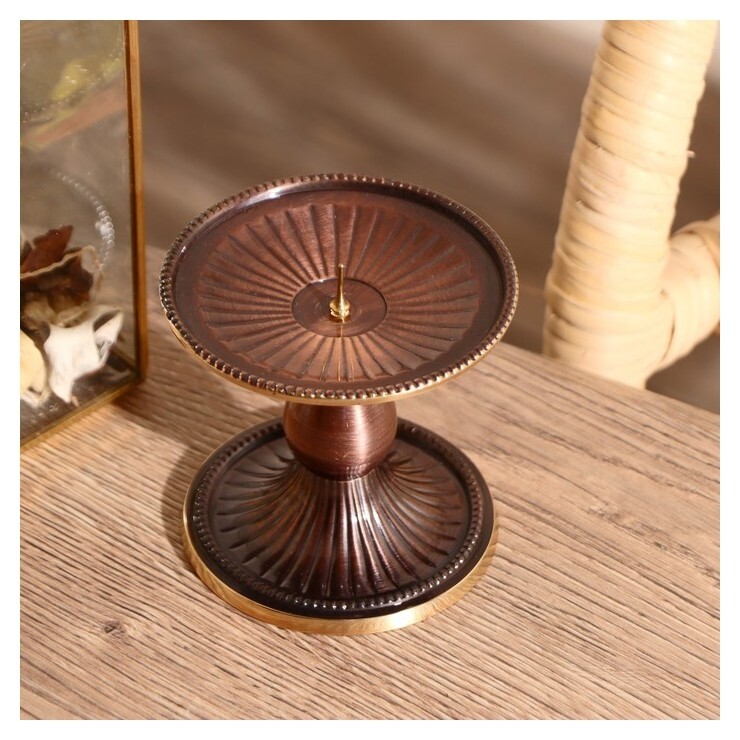 Подсвечник на 1 свечу "Сумана" латунь 8,5х8х8 см  