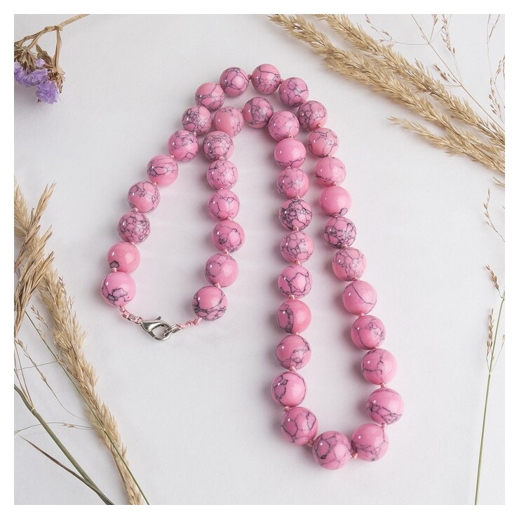 Бусы шар №12 через узел "Родонит", 60см  