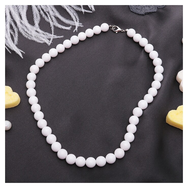 Бусы шар №10 "Агат белый", 45см  