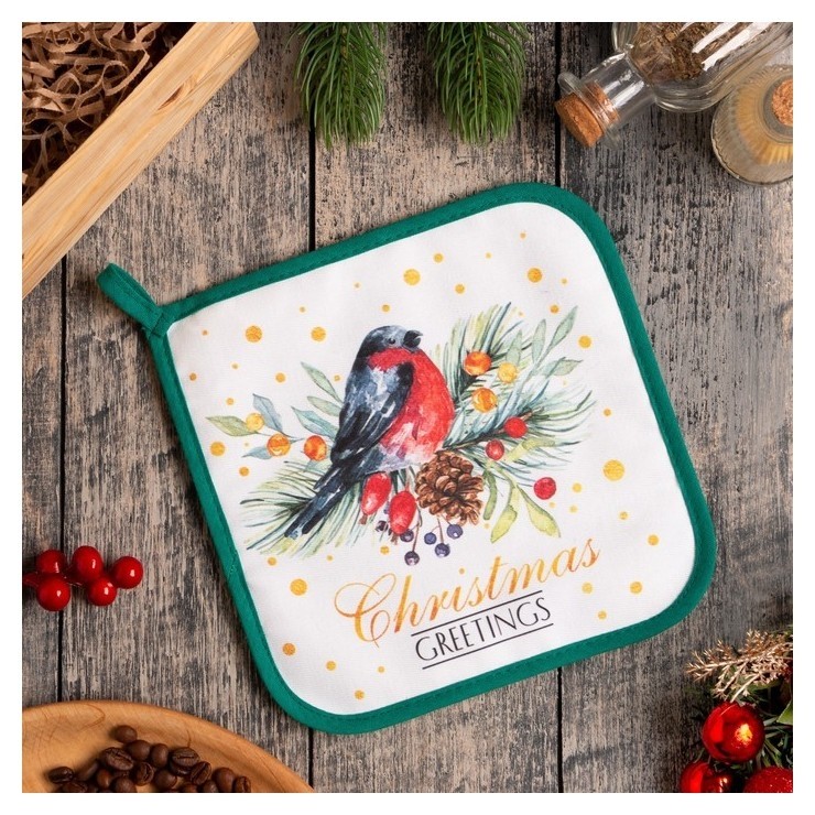 

Прихватка "Сhristmas Greetings" 19х19 саржа,100% х/л,ватин 250г/м2