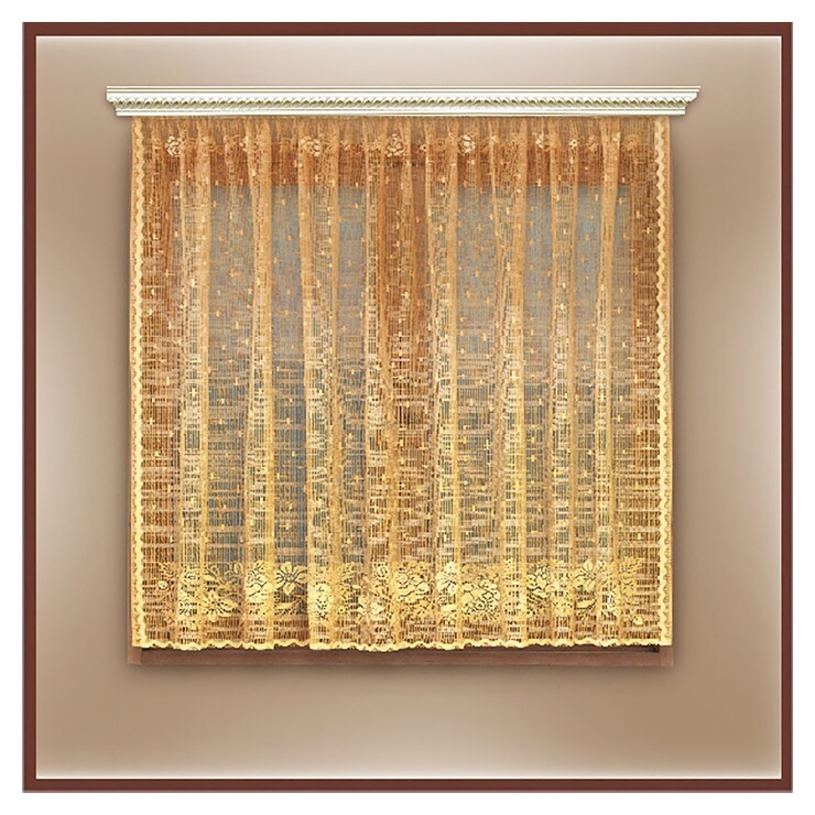 Тюль кухонная со шторной лентой, 235х160 см, цвет бежевый  Лента