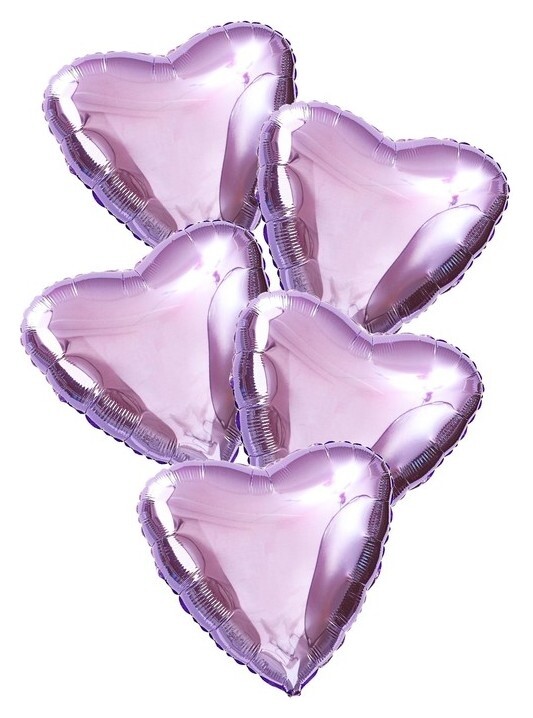 Шары фольгированные 19" «Сердца», набор 5 шт., цвет сиреневый  Leti