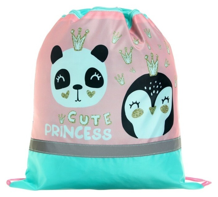 Мешок для обуви с карманом 490 х 410 мм, со светоотражающей полосой, "Царские зверюшки" Пчелка