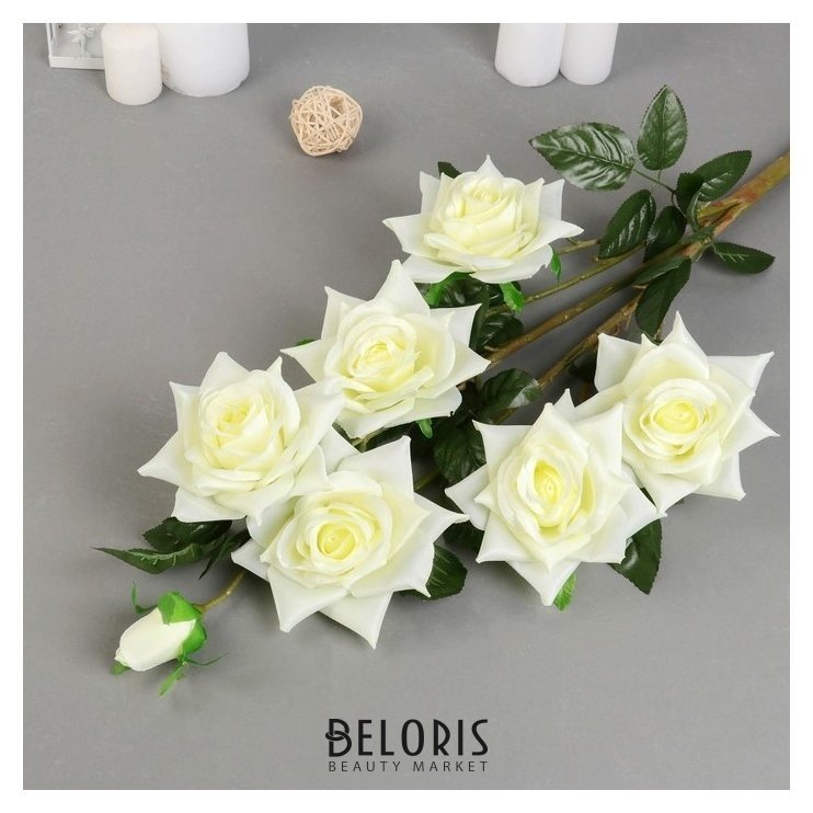 Цветы искусственные Роза компэшн 11х59 см, белый NNB