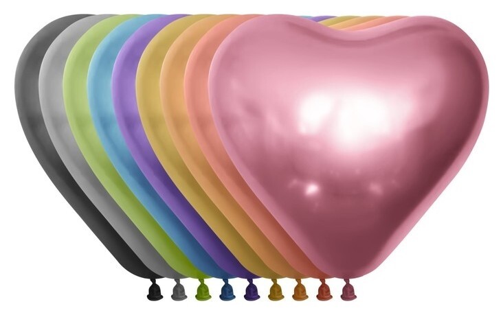 Шар латексный 12", сердце, хром, набор 25 шт. Орбиталь