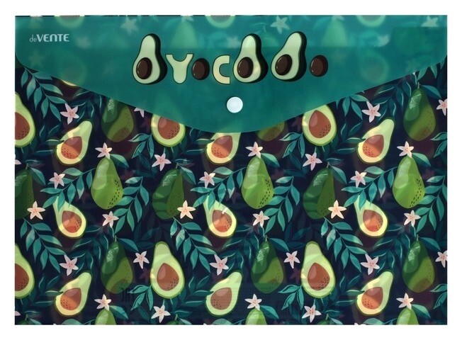 Папка-конверт на кнопке А4 Devente, 150 мкм, Lots Of Avocado  deVente