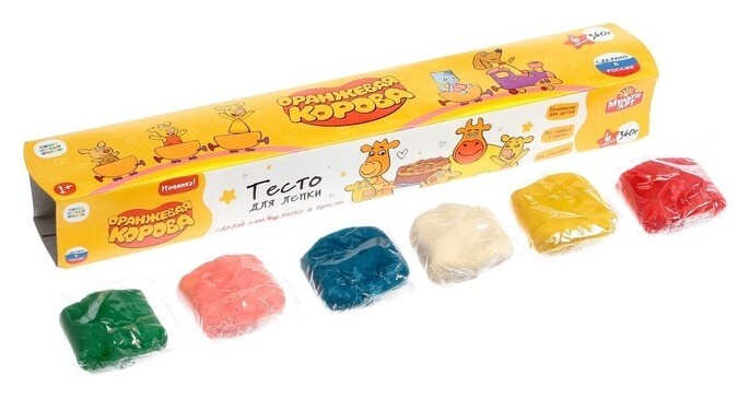 Тесто для лепки «Оранжевая корова» 6 цв. по 60 г Multiart