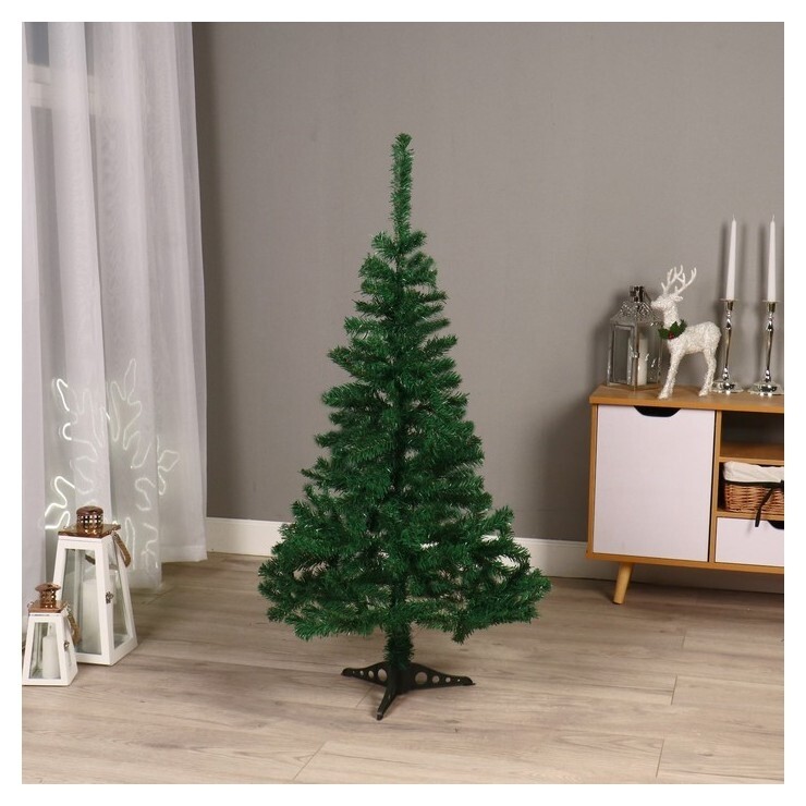 Ёлка простая 120 см D иголок 6 см, D нижнего яруса 40 см, 180 веток, пласт подставка Зимнее волшебство