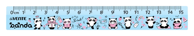Линейка 16 см Devente Panda, 3 дизайна