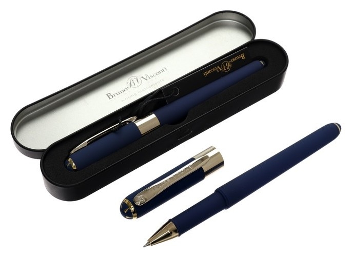 Ручка шариковая, 0.5 мм, Bruno Visconti Monaco, стержень синий, корпус тёмно-синий, в металлическом футляре