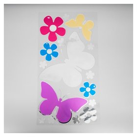 Наклейка интерьерная зеркальная "Бабочки в саду" цветная 61х32 см 