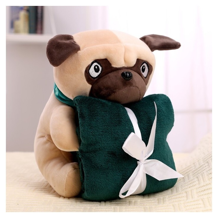 Мягкая игрушка с пледом «Мопс»  