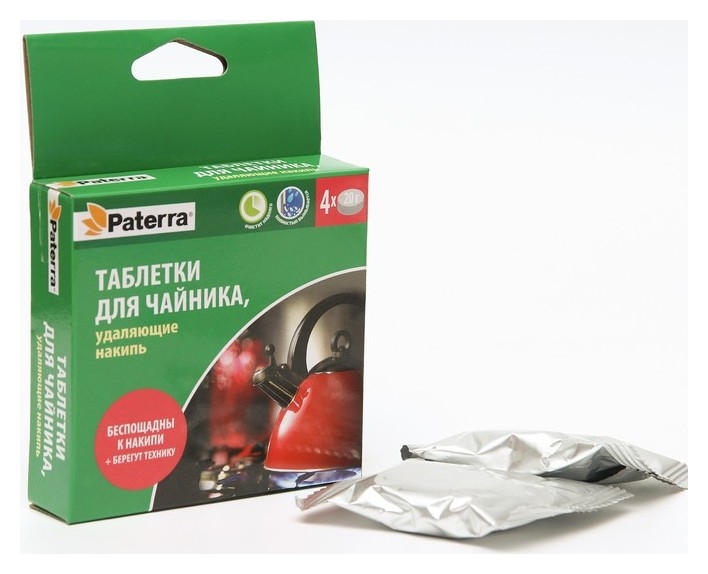 Таблетки для чайника Paterra, удаляющие накипь, 4 таблетки по 20 г