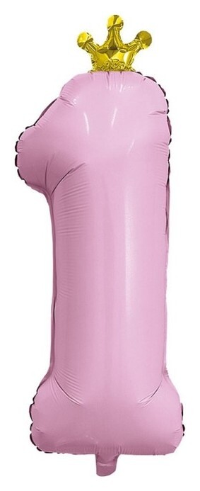 Шар фольгированный 32" «Цифра 1», с короной, мистик фламинго  Agura