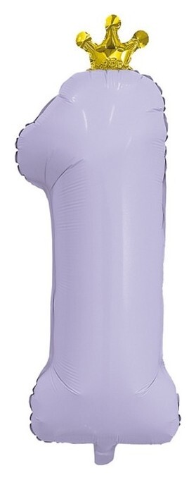 Шар фольгированный 32" «Цифра 1», с короной, мистик лаванда  Agura