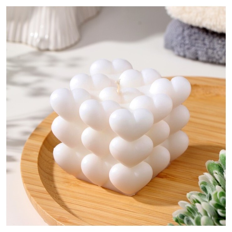 Свеча фигурная "Бабл сердце" 6 см, белая Queen Fair