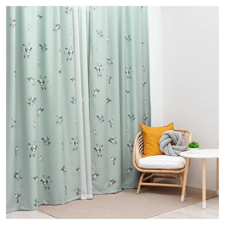 Комплект штор "Этель" Jasmine, 145*260 см-2 шт, 100% п/э, габардин  Этель