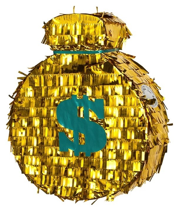 Пиньята «Денежный мешок», золото, металлик, 38 × 32 × 10 см