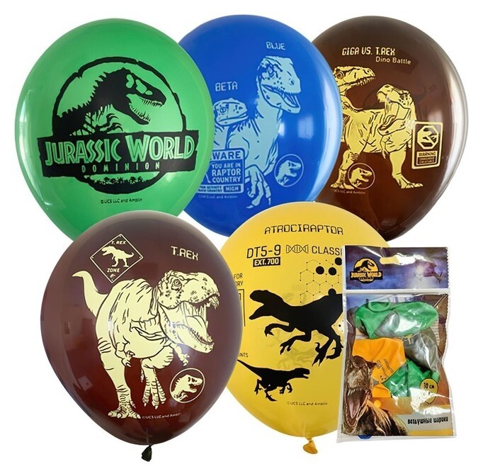 Шар латексный 12""Мир юрского периода", рис., набор 5 шт.  Latex Occidental