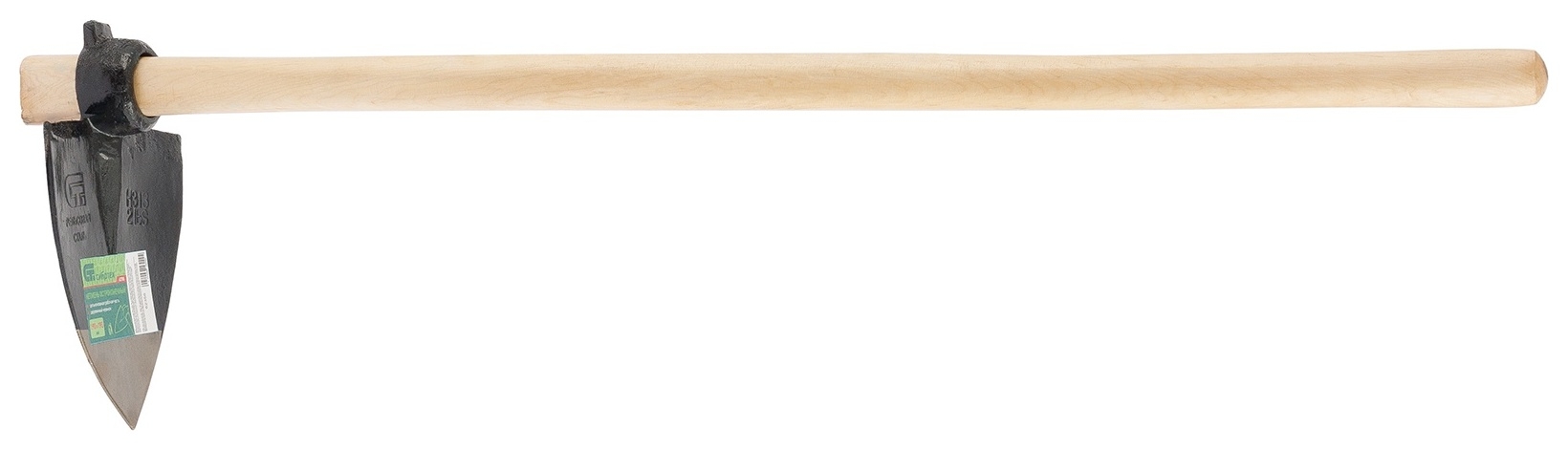 Кетмень остроконечный, 190 х 240 х 900 мм, цельнокованый, деревянный лакированный черенок