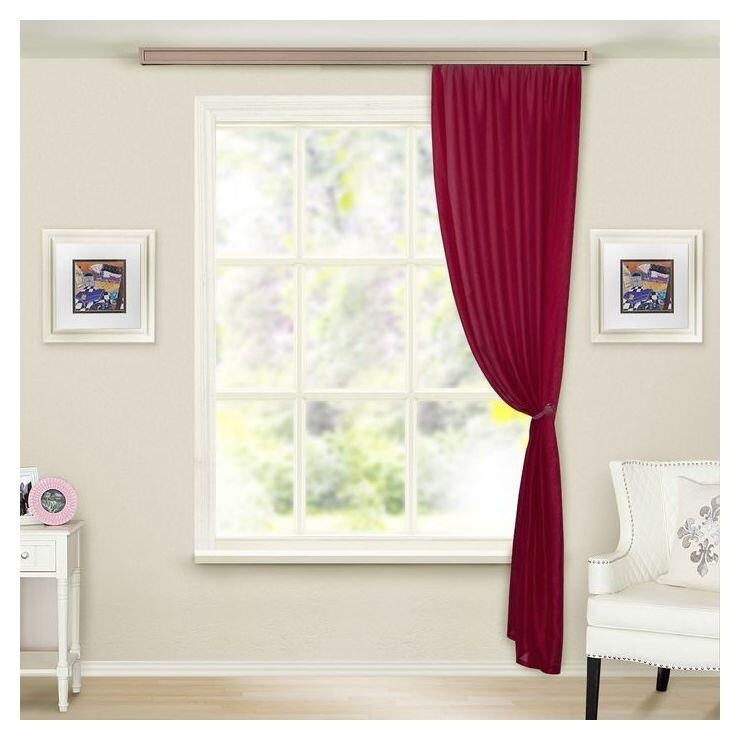 Штора портьерная тергалет 140х260 см, цвет бордо, 100% полиэстер  Witerra