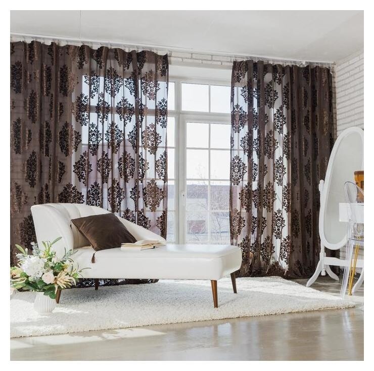 Штора тюлевая сетка с бархатом этель 170х265 см ренессанс шоколадный пудинг  Этель