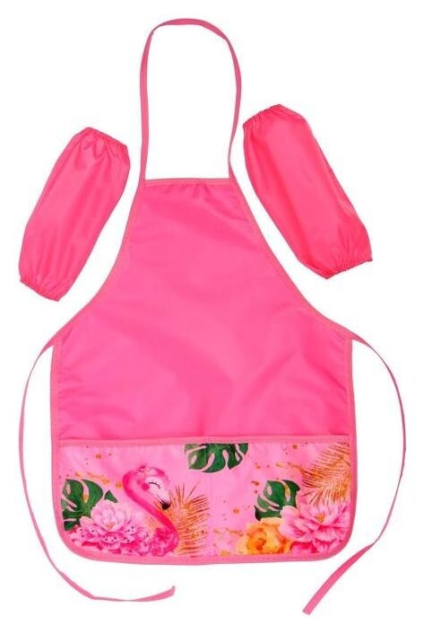 Фартук для труда + нарукавники, 485 х 395/250 х 160 мм, рост 116-134 см, Calligrata, фтн-s/2021 "Фламинго"  Calligrata