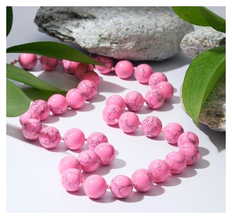 Бусы шар №12 через узел "Родонит", 55см  