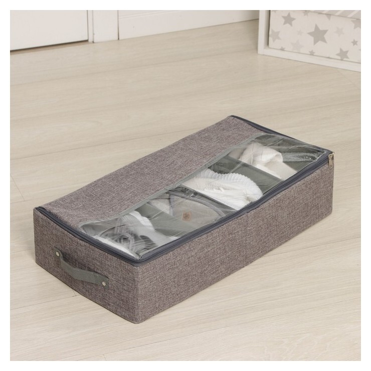 Короб для хранения обуви «Рон», 58×30×15 см, цвет серый  