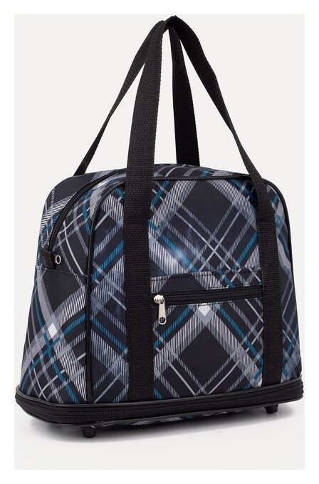 Сумка хозяйственная на молнии, с увеличением, наружный карман, цвет серый/чёрный  ЗФТС