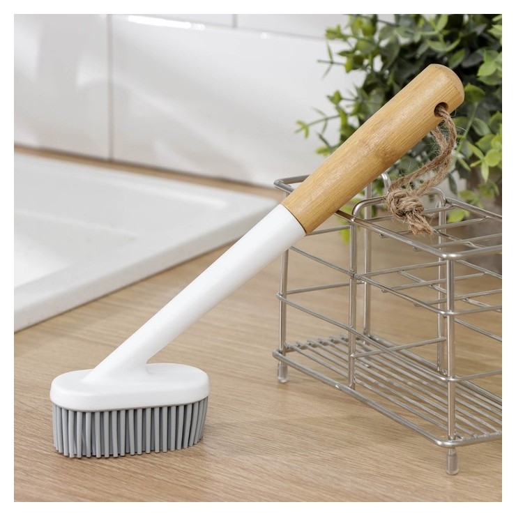 Щётка для посуды доляна Meli, бамбуковая ручка, ворс TPR 2 см, 3,5×25 см