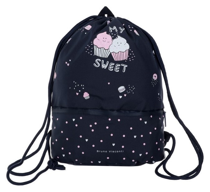 Мешок для обуви с карманом 480 х 370 х 30 мм, со светоотражающей полосой, Bruno Visconti, My Sweet, (Высокопрочный полиэстер, плотность 420d) Bruno Visconti