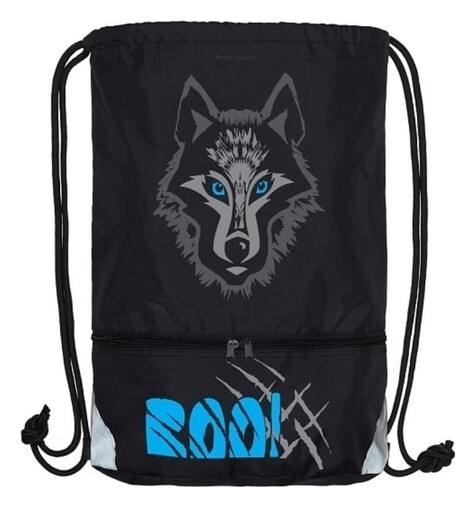 Мешок для обуви с карманом 480 х 370 х 30 мм, со светоотражающей полосой, Bruno Visconti "Взгляд зверя. волк" (Высокопрочный полиэстер, плотность 420d)  Bruno Visconti